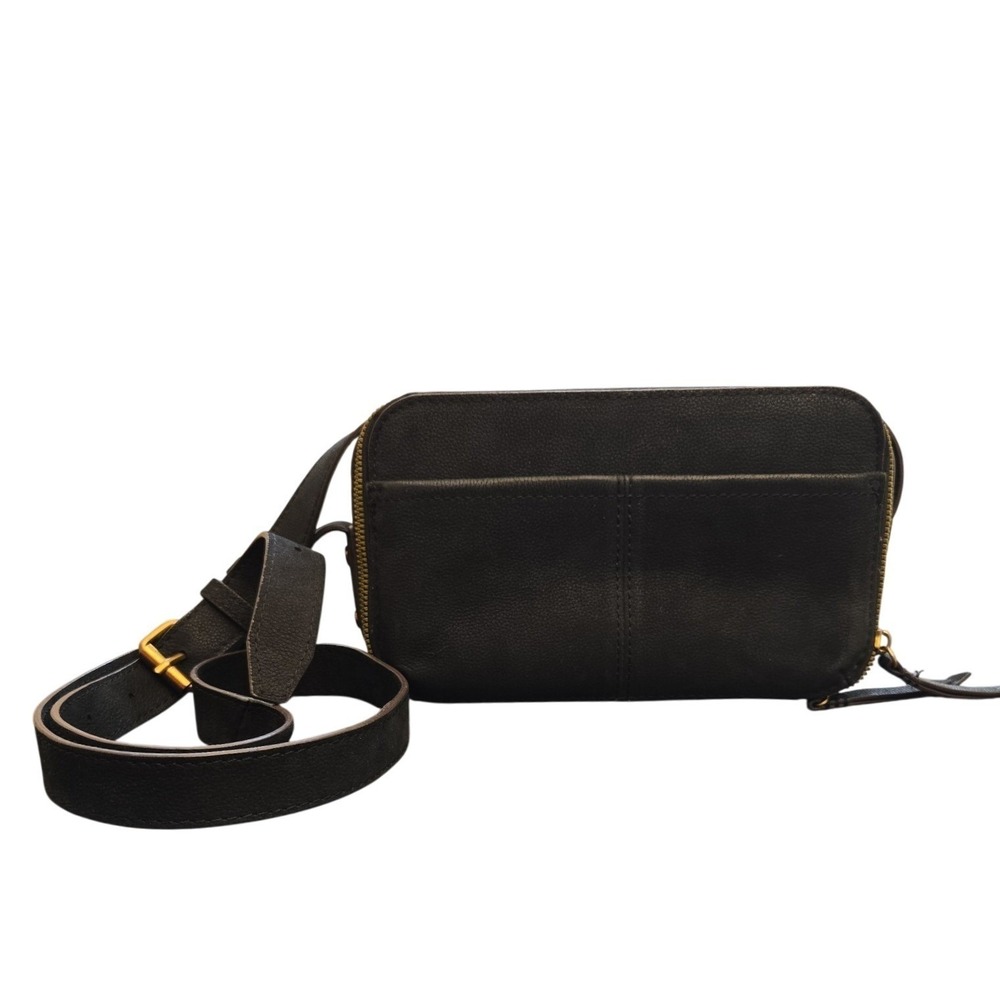 American Leather Co. Nashville Black Leather Crossbody Bag Double Zip - Picture 2 of 9